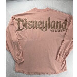 Disney Spirit Jersey Disneyland Resort Rose Gold Glitter Pink Long Sleeve Large